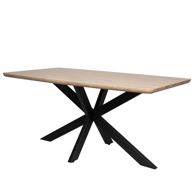 Ravenna Modern 63" Rectangular Dining Table with Solid Wood Top & X-Shape Metal Legs for Home Kitchen Dining Room - Maple
