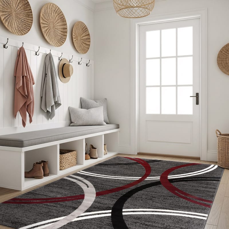 World Rug Gallery Contemporary Abstract Circles Design Area Rug