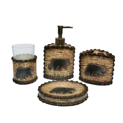 Paseo Road by Hiend Accents Lodge Bear Countertop Bathroom Set, 4PC