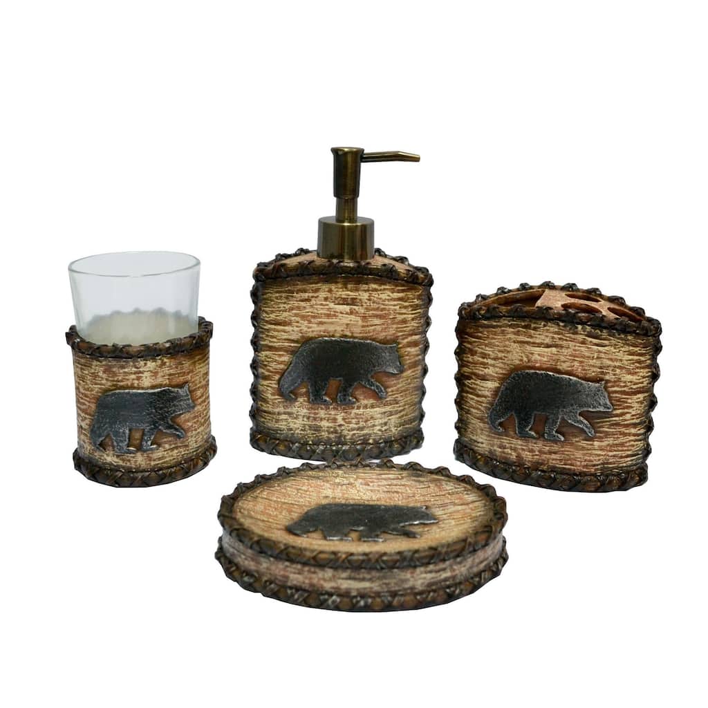 Paseo Road by Hiend Accents Lodge Bear Countertop Bathroom Set, 4PC