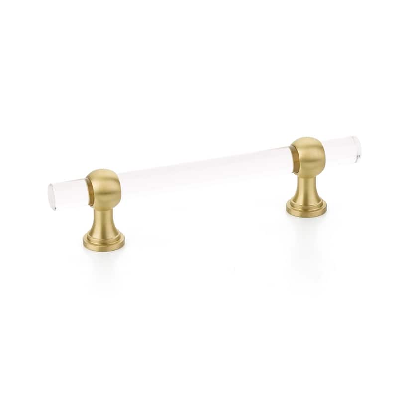 Schaub and Company Lumiere 4" Euro Modern Acrylic Bar Cabinet Handle - Satin Brass