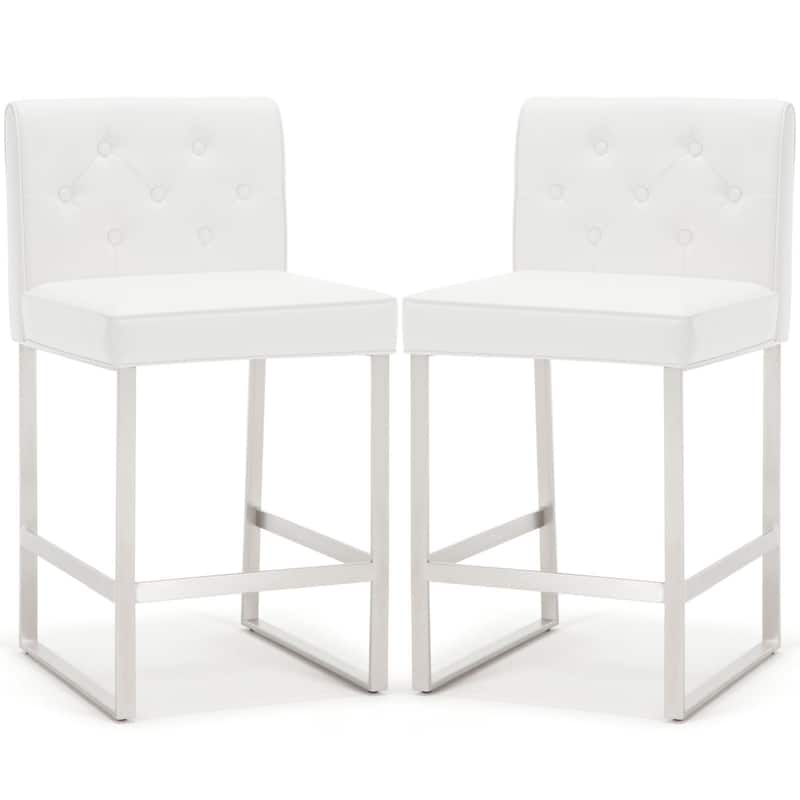 25" Faux Leather Upholstered Counter Height Bar Stools - 36.6"H x 18.9"W x 20.3"D