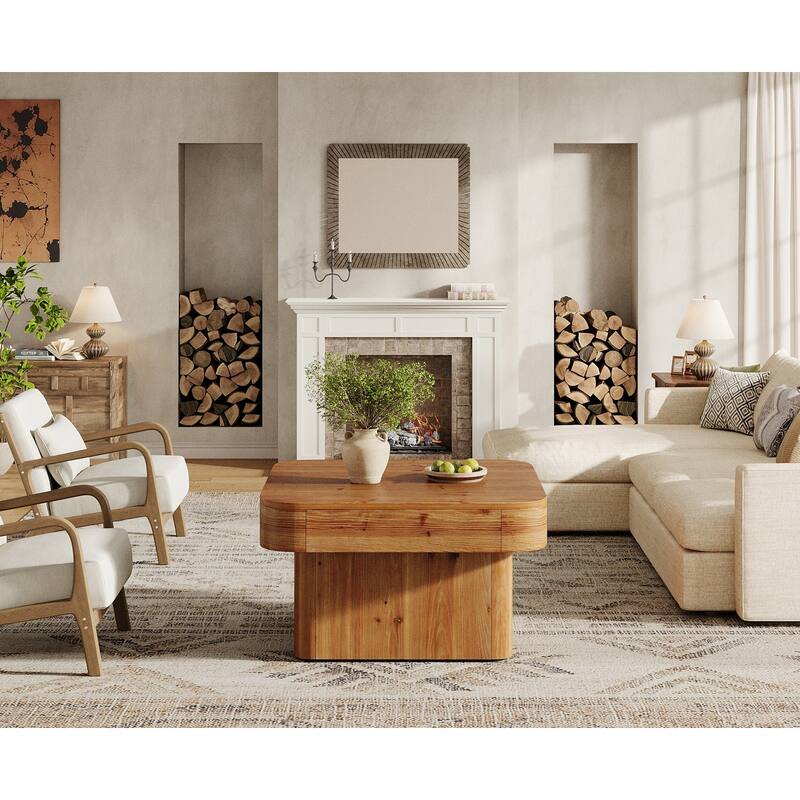 31.5'' Farmhouse Square Coffee Table for Small Spaces