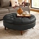 preview thumbnail 22 of 25, HULALA HOME Idalia Traditional Genuine Leather Ottoman with Caster Wheels and Solid Wood Legs