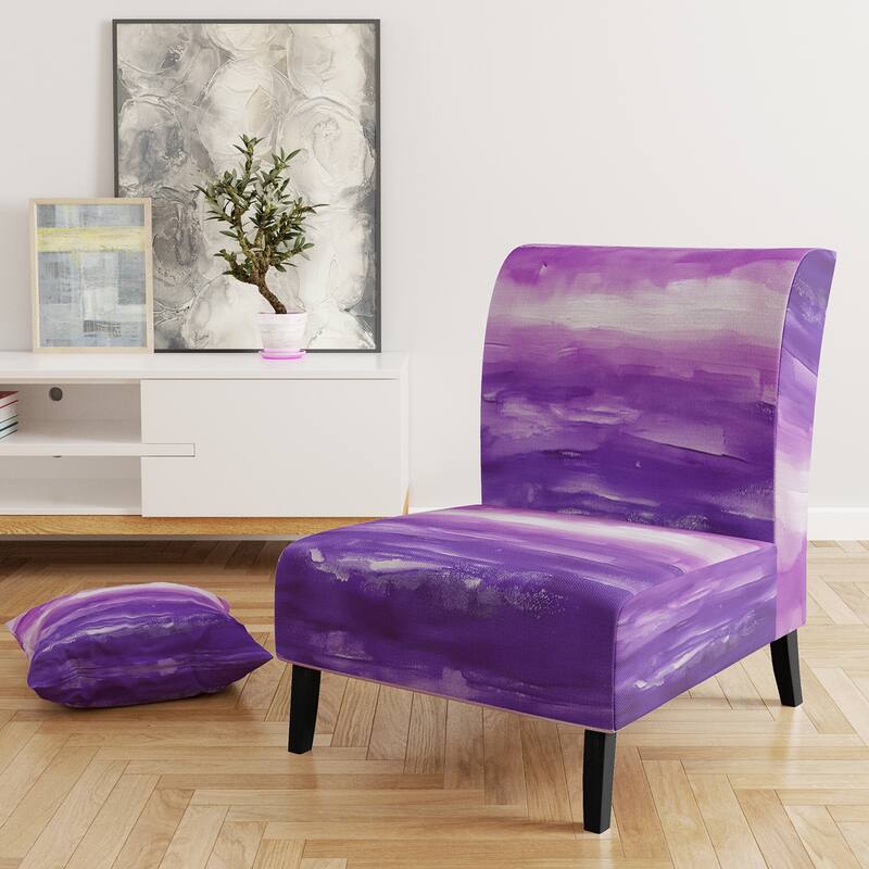 Designart "From the Shore" Upholstered Beach Accent Chair - Nautical & Coastal Arm Chair For Bedroom - Slipper Chair - Purple