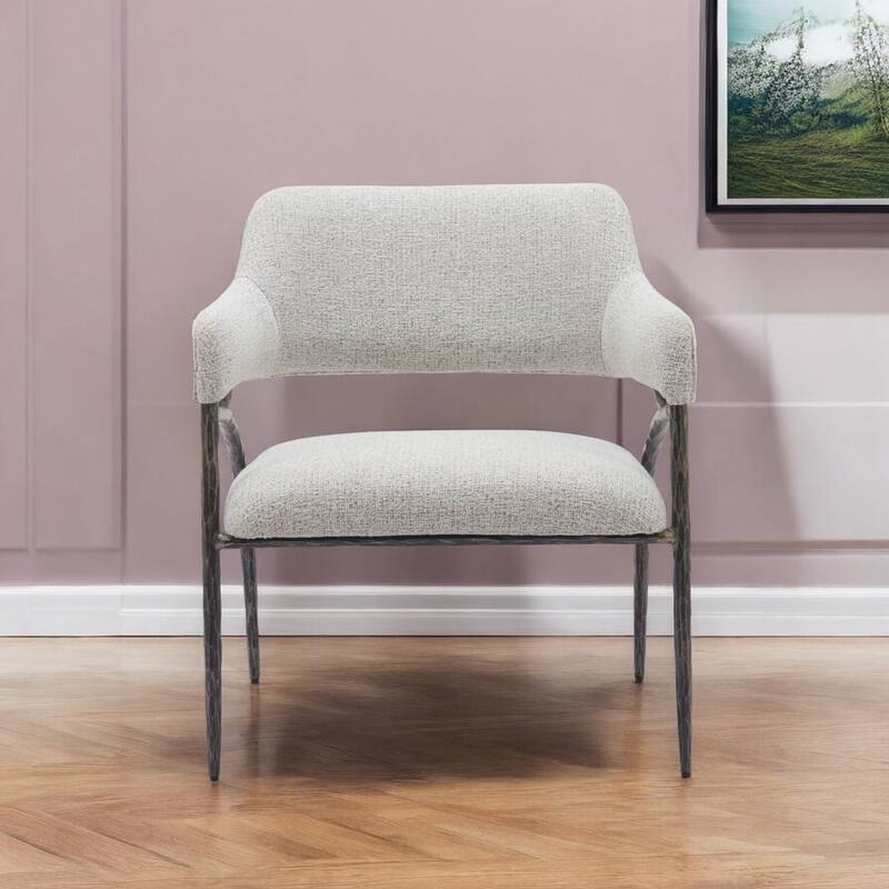 HomeRoots 28" Gray And Black Fabric Arm Chair - 27.6' X '32.7' X '28 - 27.6' X '32.7' X '28