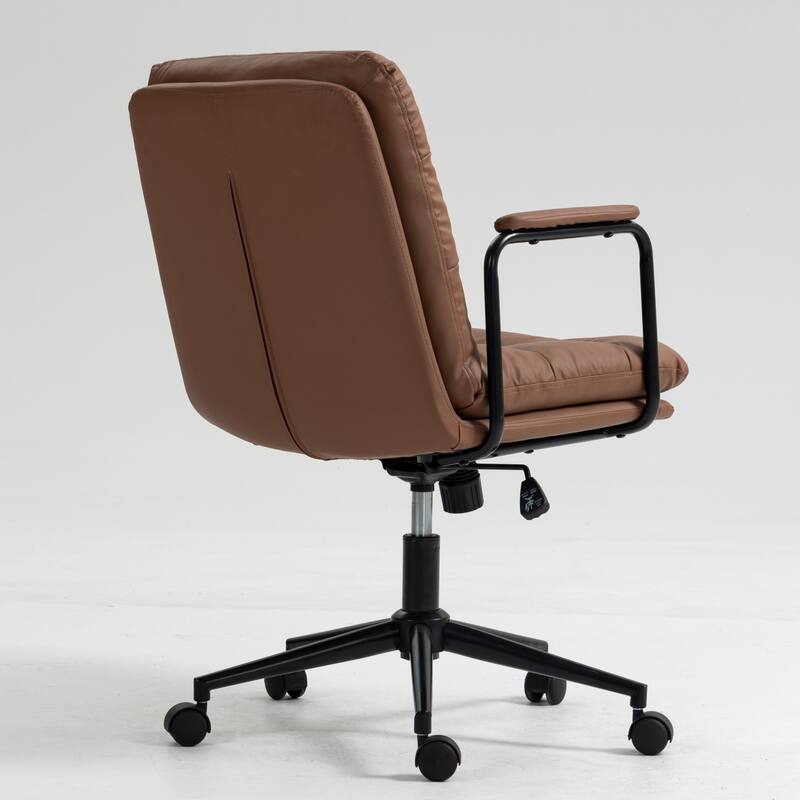 GDF Studio - Ergonomic PU Leather Mid-Back Office Chair with Reclining Backrest with Padded Armrests and 360° Swivel Mobility