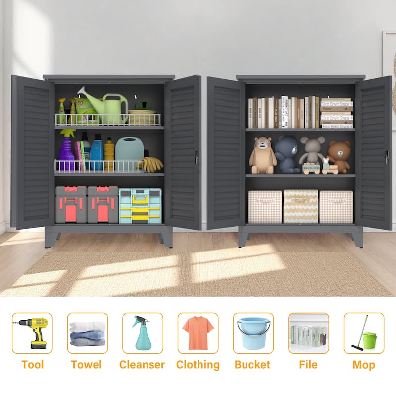 Rossetta 47'' Tall Wall-Mount Metal Tool Cabinet with Versatile Shelving and Pegboard