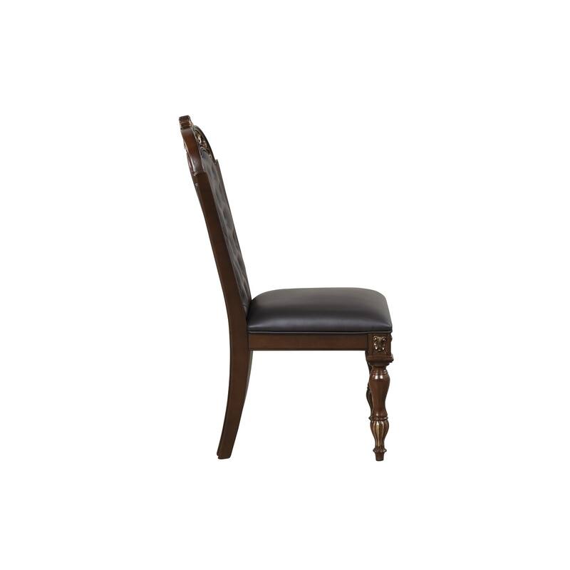 Brown/Black Faux Leather Upholstered Metal Frame Dining Chair, Sturdy Dining Chair for Dining Rooms - 20.5