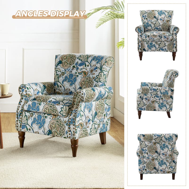 Nyctelius Nailhead Trim Traditional Accent Armchair with Rolled Arms by HULALA HOME