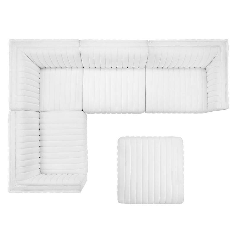 Conjure Channel Tufted Upholstered Fabric 5-Piece Sectional