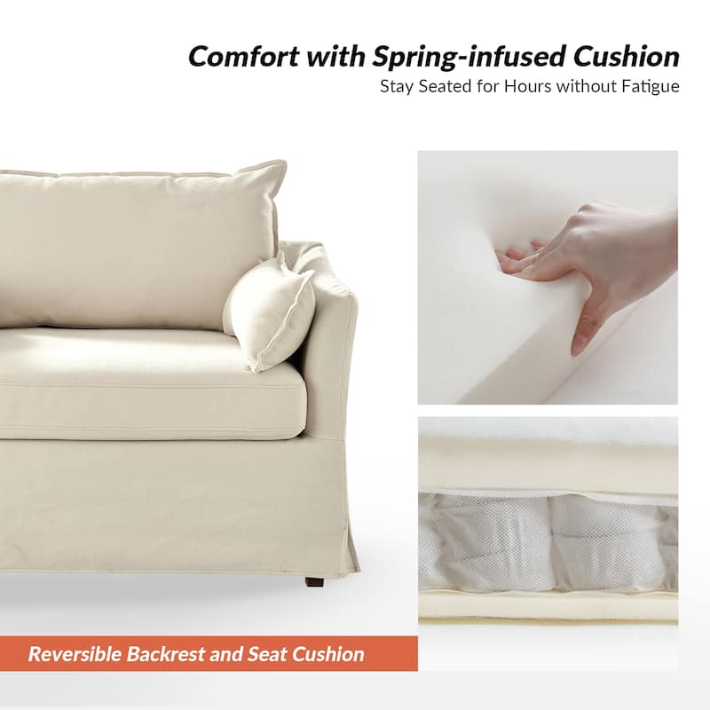 Sophie Modern Oversized Slipcovered Armchair and Ottoman with Lockable Rear Wheels by HULALA HOME