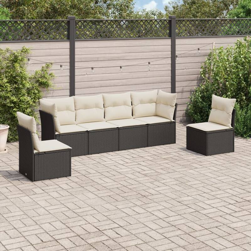 vidaXL Garden Sofa Set Black - Black and cream Large Without table
