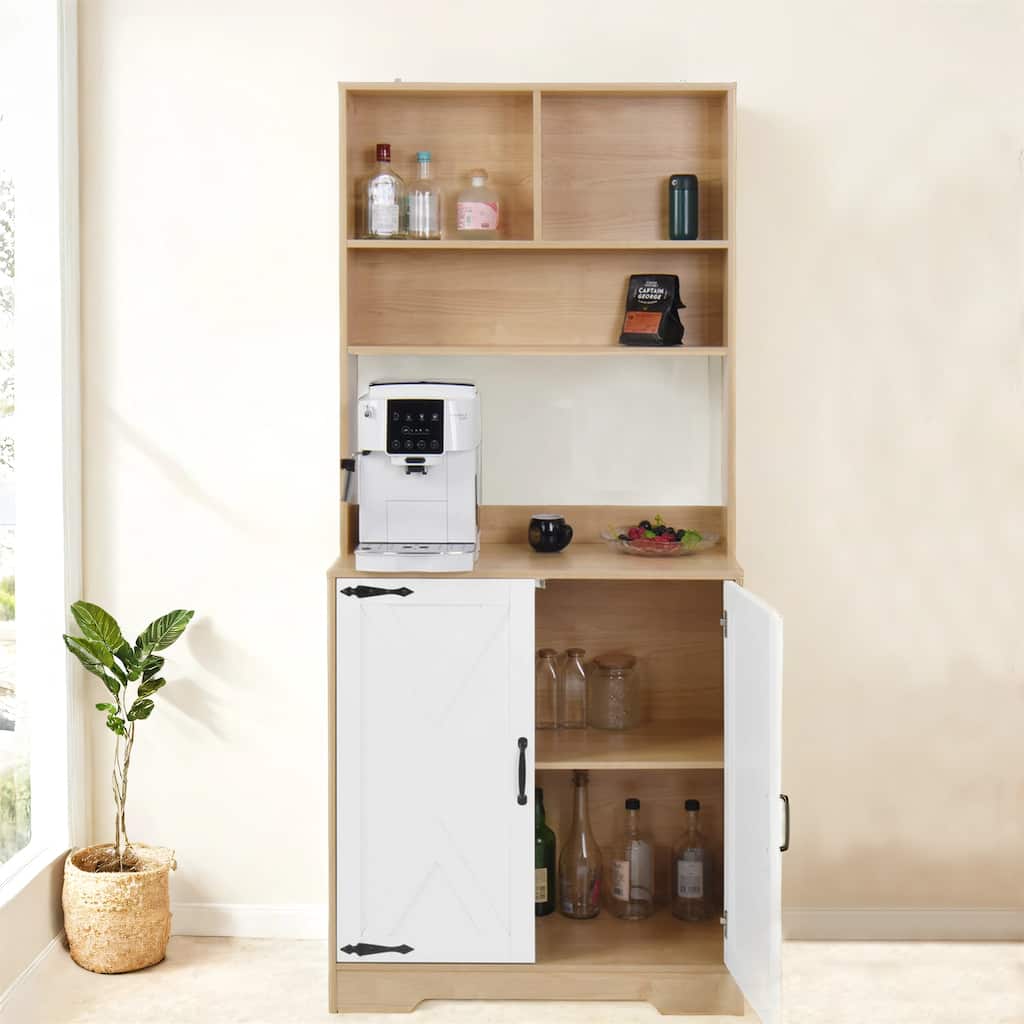 Modern 2-Door Pantry Cabinet with 3-Tier Shelves
