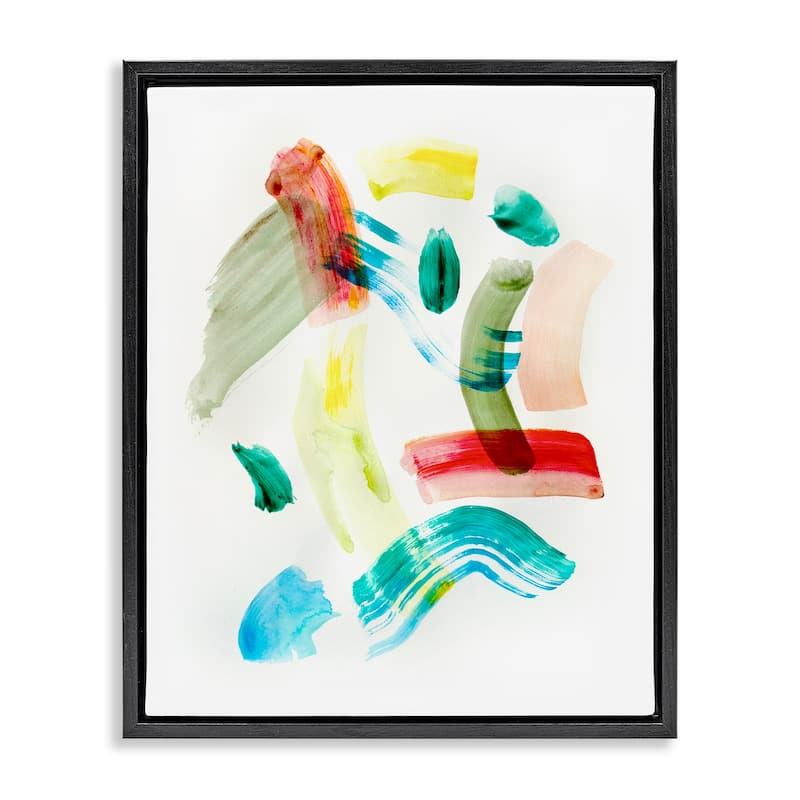 Stupell Modern Curved Brush Strokes Framed Floater Canvas Wall Art Design By Gemma Bardot - 17 x 21 - Black