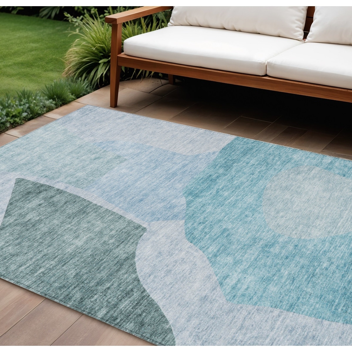 HomeRoots Abstract Transitional Rectangle Outdoor Rug