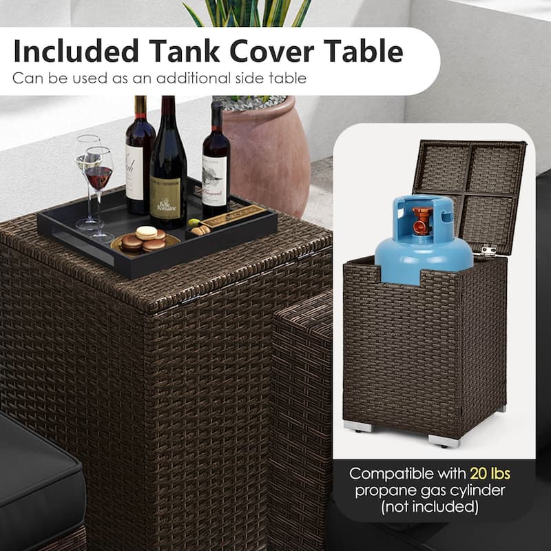 Costway 7 Pieces Outdoor Furniture Set with 32" Fire Pit Table and - See Details