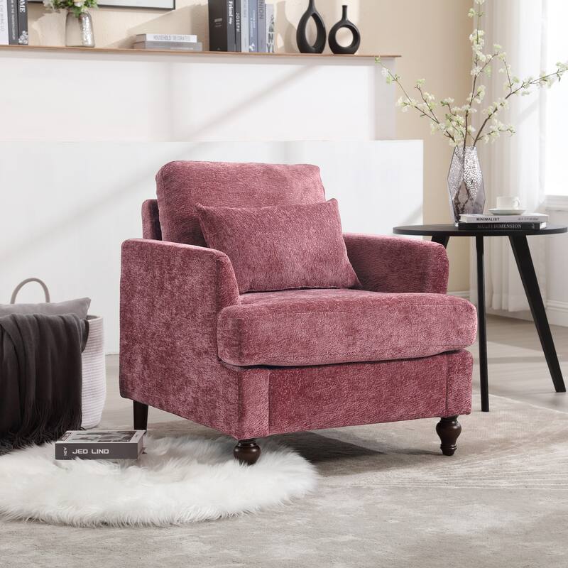 Wine Red Tufted Club Chair Office Chair, Vintage Sofa Chair Armchair Leisure Chair Accent Chair with Wooden Frame