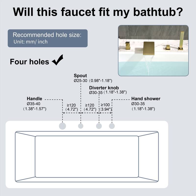 Waterfall Tub Faucet With Hand Shower Deck Mount Tub Filler With Sprayer Modern Bathtub Faucets Set With Diverter And Valve