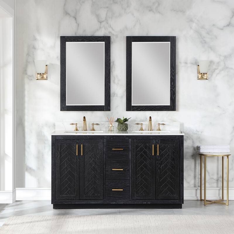 Altair Gazsi Bathroom Vanity with Composite Stone Countertop with Mirror