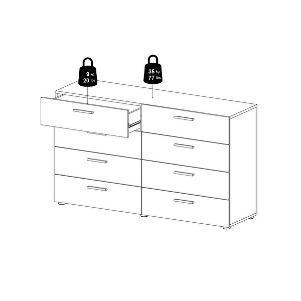 Porch Den Angus Space saving 8 Drawer Double Dresser On Sale