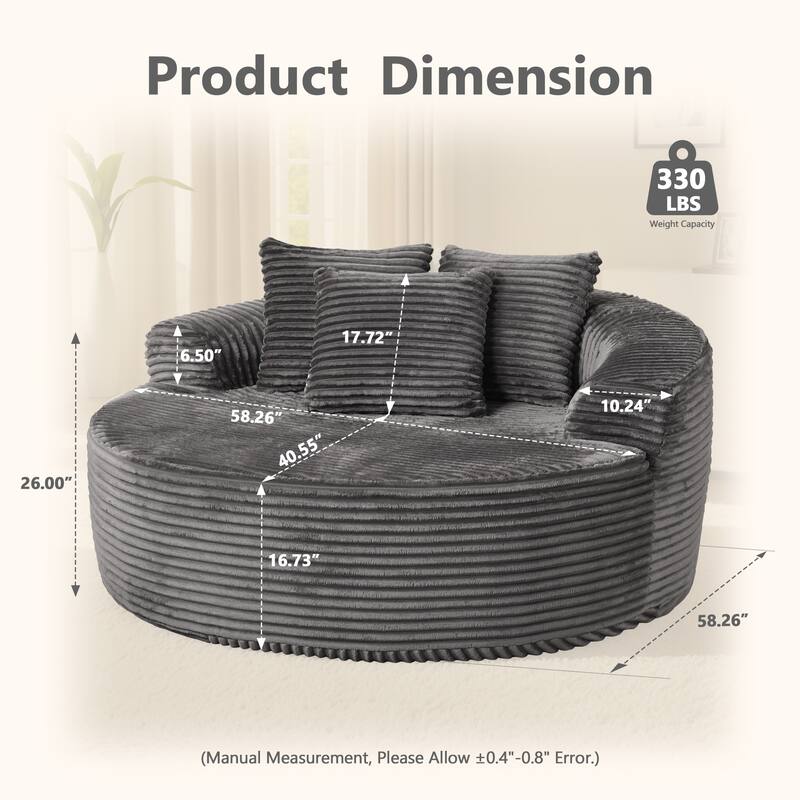 HOOOWOOO Modern Plush Fabric Floor Sofa Couch