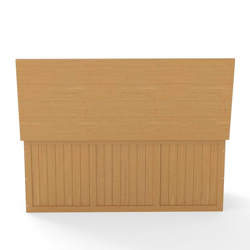 112 Gallon Outdoor Wooden Deck Box Solid Wood Storage Box Seat & Table Top for Patio Furniture Cushions, Pool Toys,Garden Tools