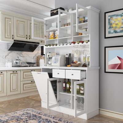 Storage Cabinet Tall Freestanding Kitchen Pantry Cabinet Dining Room - 47.3"W