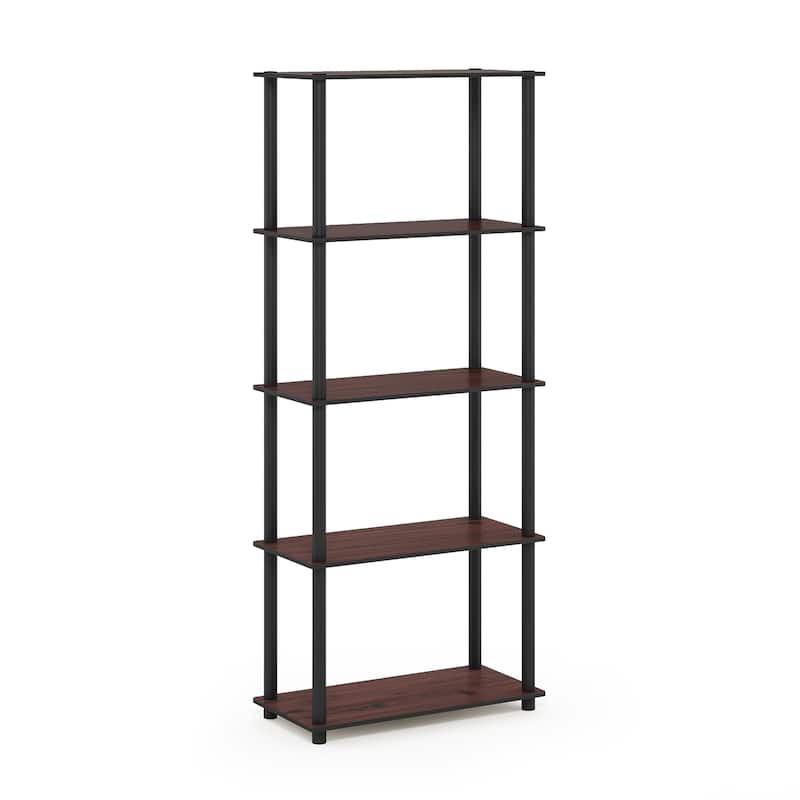 5 Tiers Wood Household Shelving Unit in Dark Cherry/Black (23.6 in. W x 57.4 in. H x 11.6 in. D) - 23.6