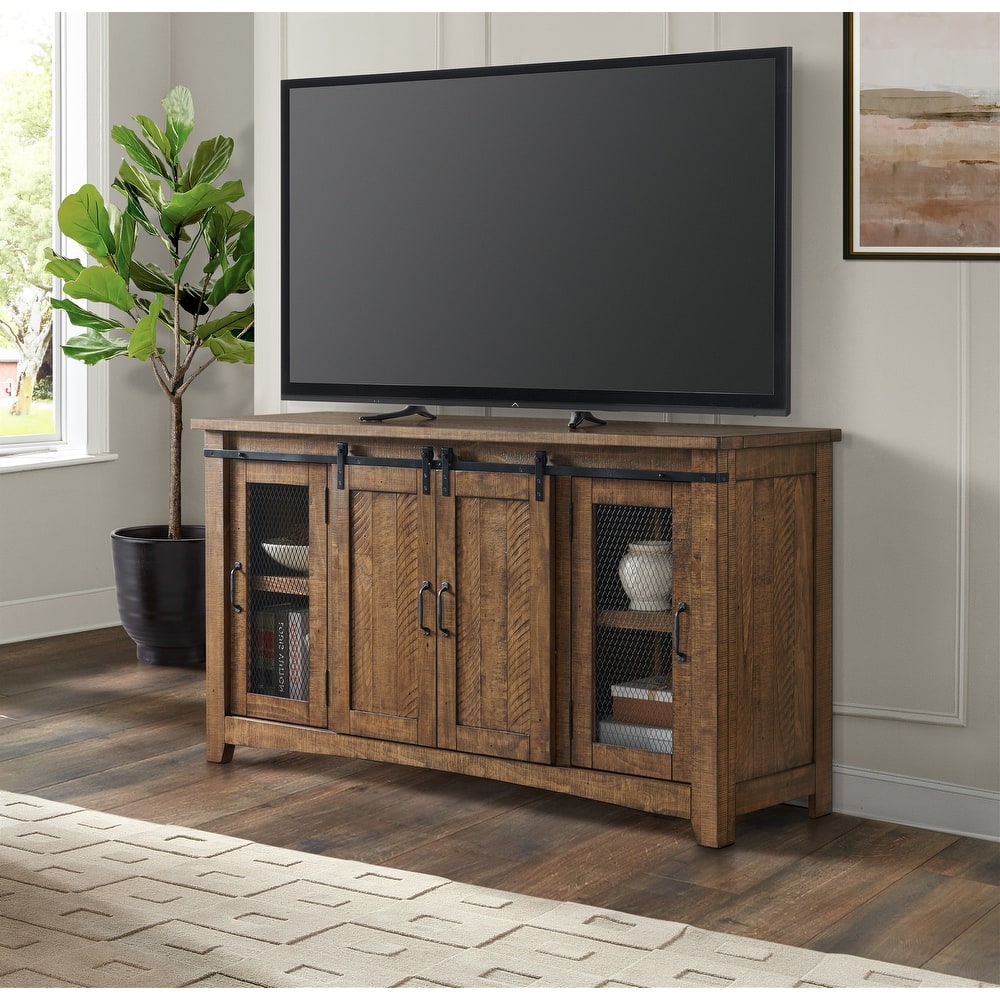 Brookhaven 65-inch Solid Wood Barn Door TV Stand Console - 35 inches high x 65 inches wide x 19 inches deep