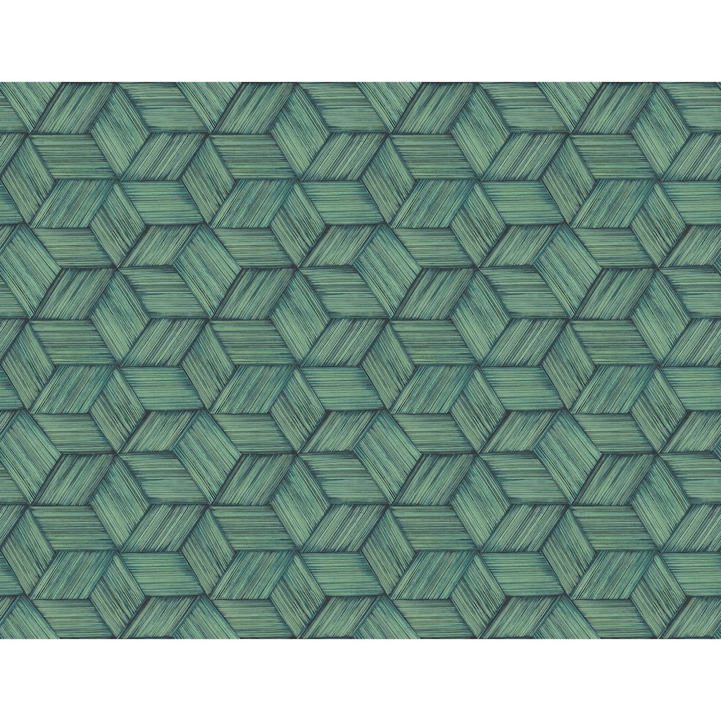 Kenneth James Intertwined Blue Geometric Wallpaper - 27in x 324in x 0.025in