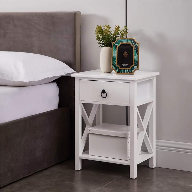 Night Stand Wooden End Table - White