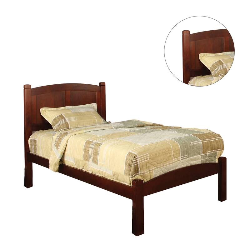 Wooden Twin Bed with Paneled Headboard in Cherry