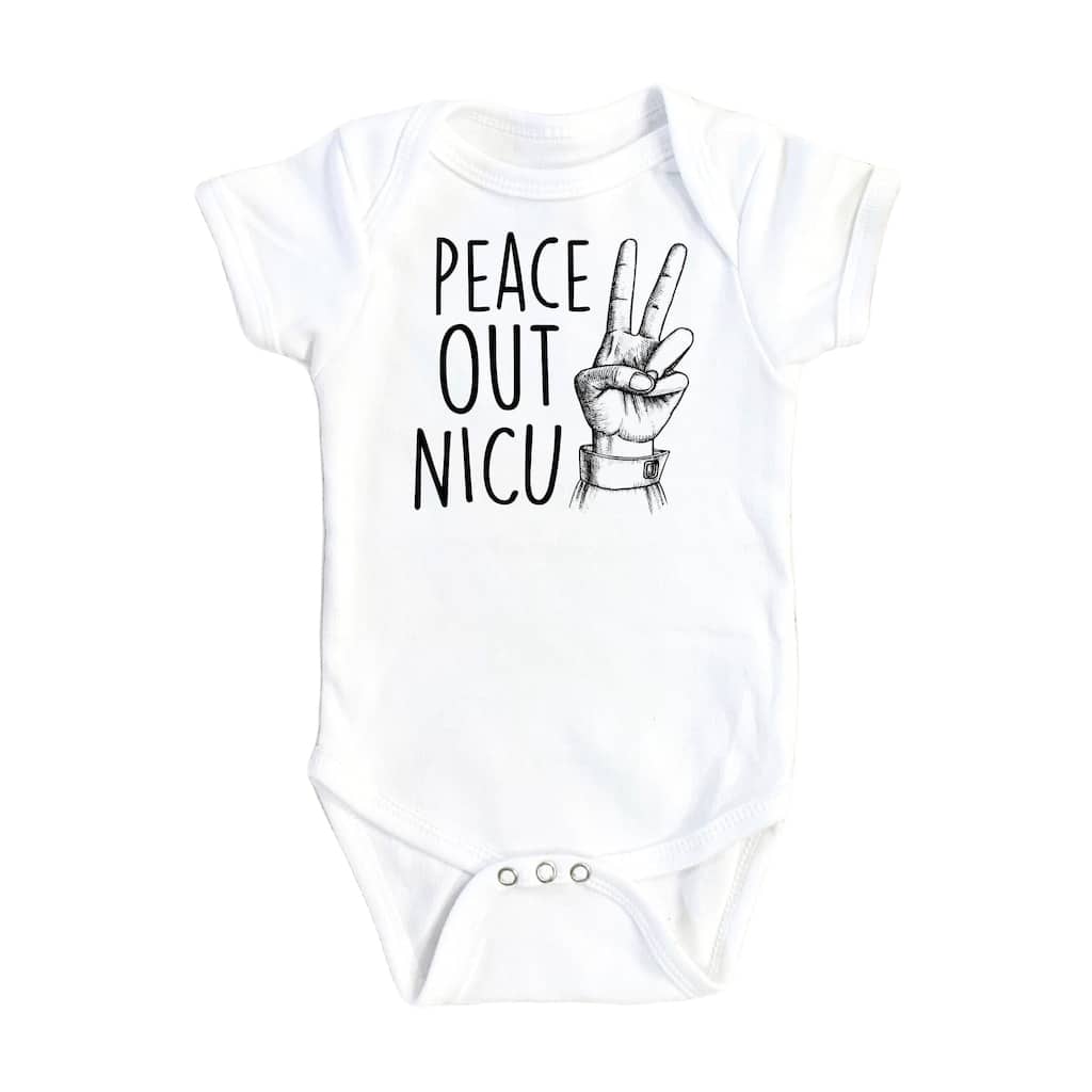 Nicu Peace Out - Baby Boy Girl Clothes Infant Bodysuit Funny Cute Newborn