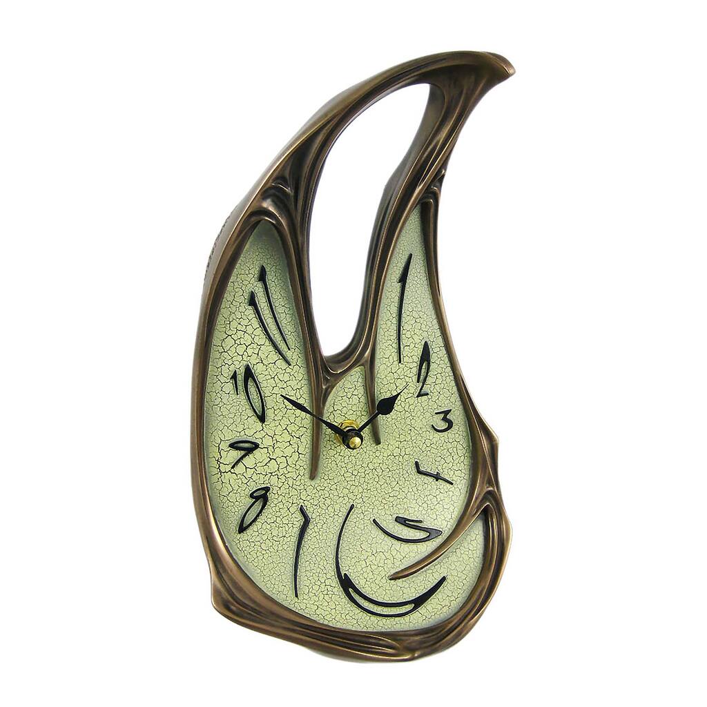 Cool Bronze Finish Melted Desk Clock Table Mantel Dali - 11 X 6.25 X 4 inches