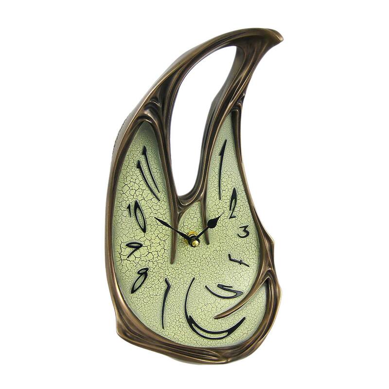 Cool Bronze Finish Melted Desk Clock Table Mantel Dali - 11 X 6.25 X 4 inches