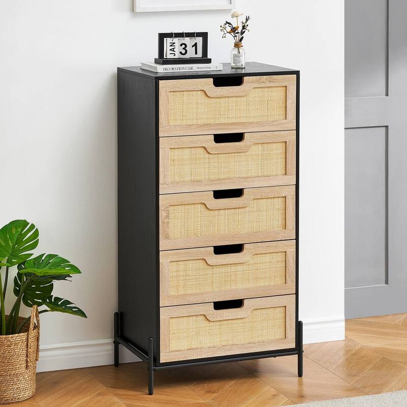 5 Drawers Dresser for Bedroom - Black - 5-drawer