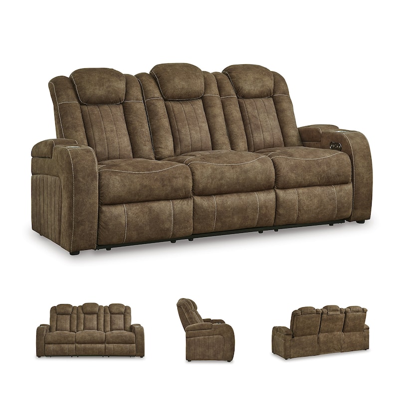 Signature Design by Ashley Wolfridge Brindle Power Reclining Sofa - 86"W x 42"D x 42"H
