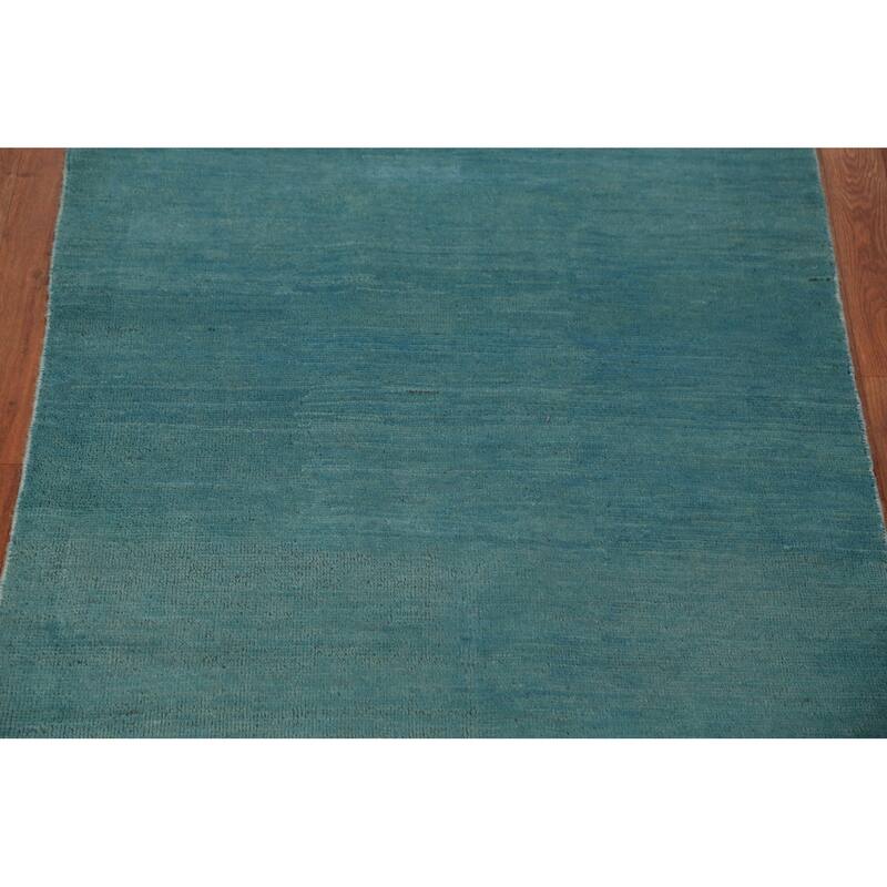 Gabbeh Oriental Rug Handmade Oriental Blue Wool Carpet - 3'5" x 6'0"