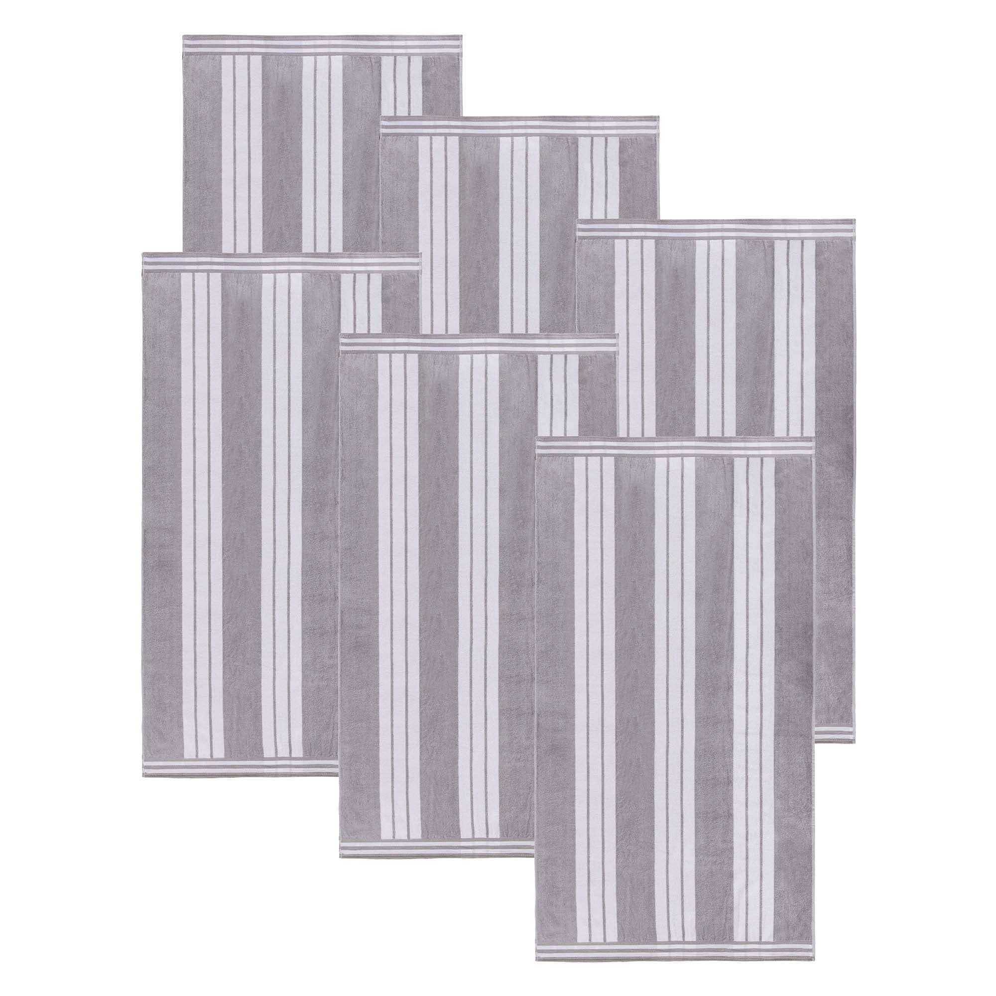 Luxury Oversized Striped Cotton Beach Towel Set - 6 Pack-image