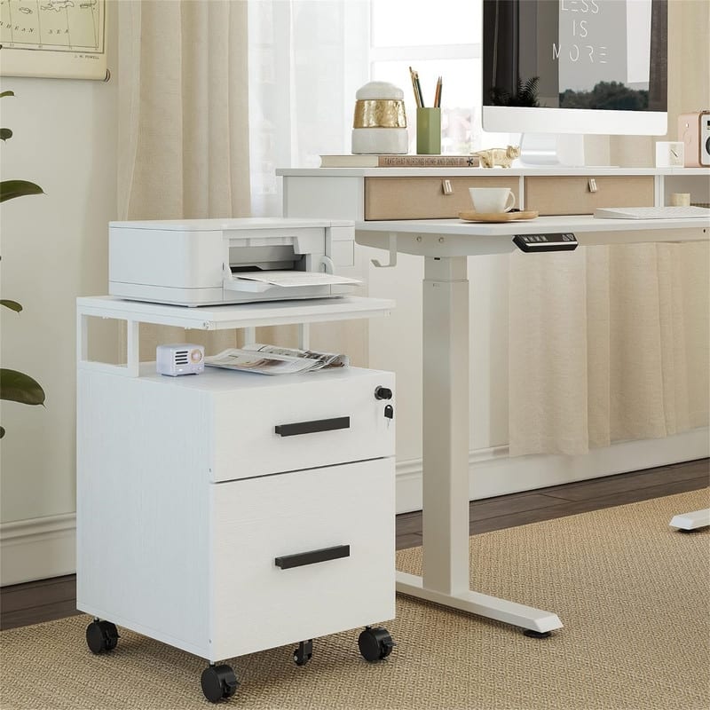 2-Drawer File Cabinet with Lock for Home Office - 17"D x 24.3"W x 16"H - White