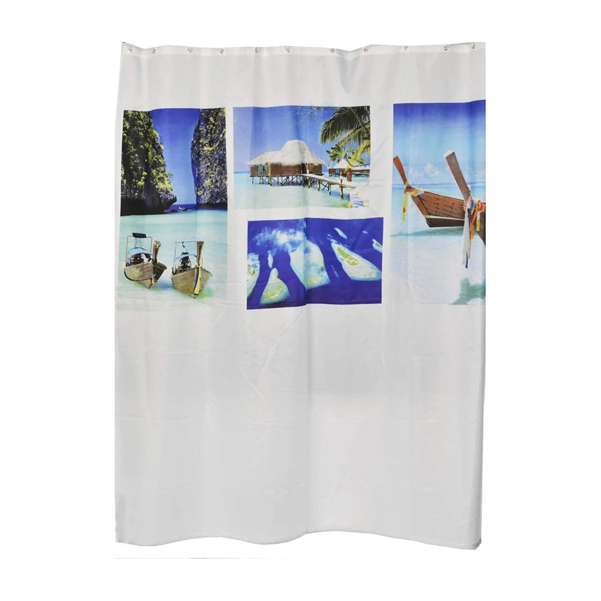 Evideco Printed Fabric Shower Curtain Paradise Polyester - Blue