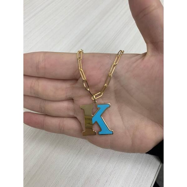Joelle Turquoise Initial K Necklace 14k Yellow Gold 18 Inches Gifts For Her Overstock 32427947