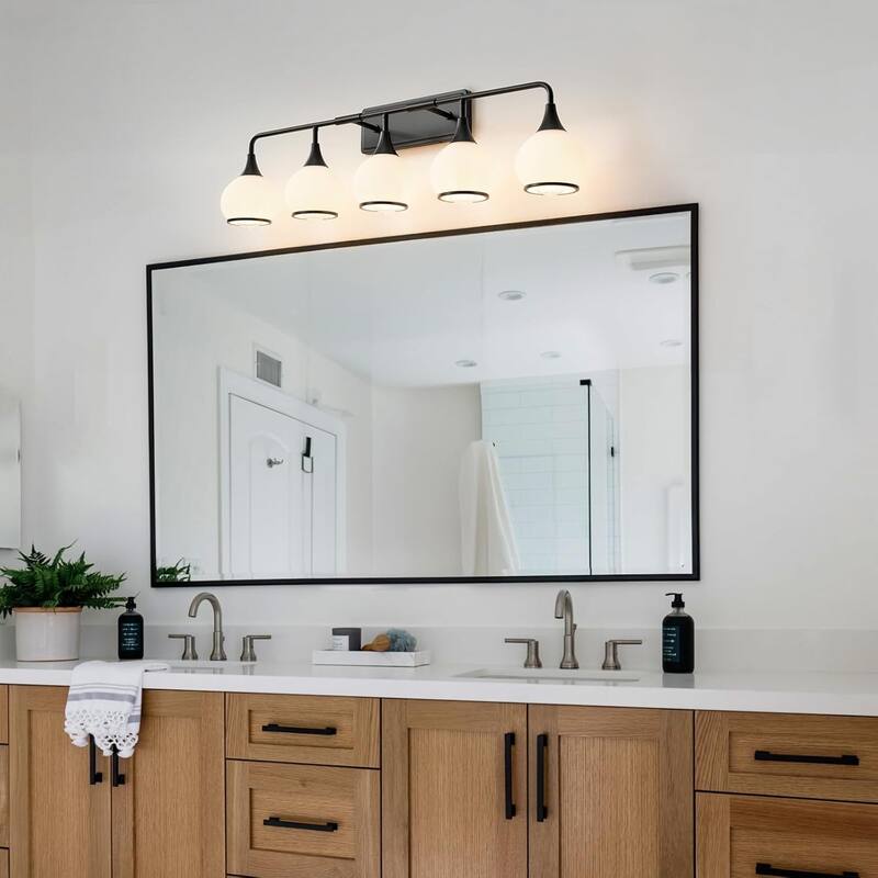 Modern Vanity Lights Dimmable Bathroom Light Fixtures with Glass Shade
