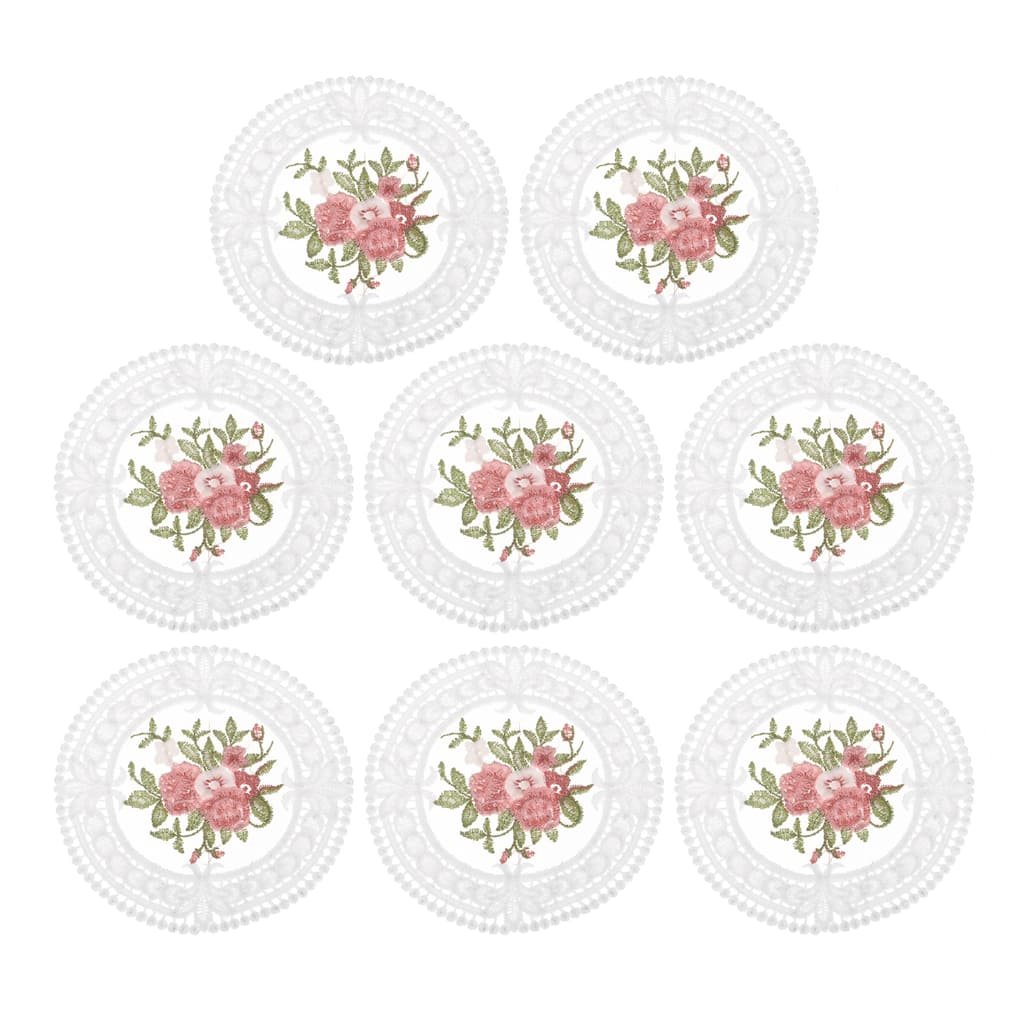 Fabric Coasters, 4.7" Polyester Round Lace Embroidery Cup Mat