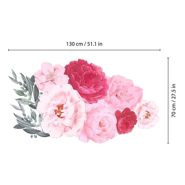 dimension image slide 1 of 2, Walplus Elegant Oversized Blush Pink Peonies Wall Stickers Decals