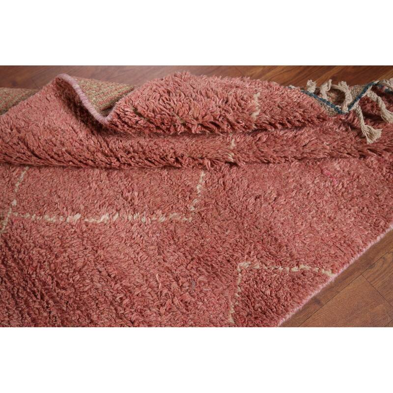 Moroccan Accent Rug Hand-Knotted Geometric Wool Carpet - 3'0" x 5'2"