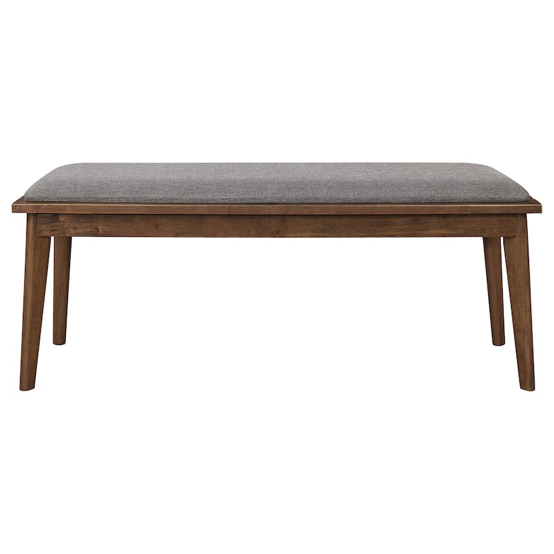 Alfredo Grey and Natural Walnut Upholstered Dining Bench