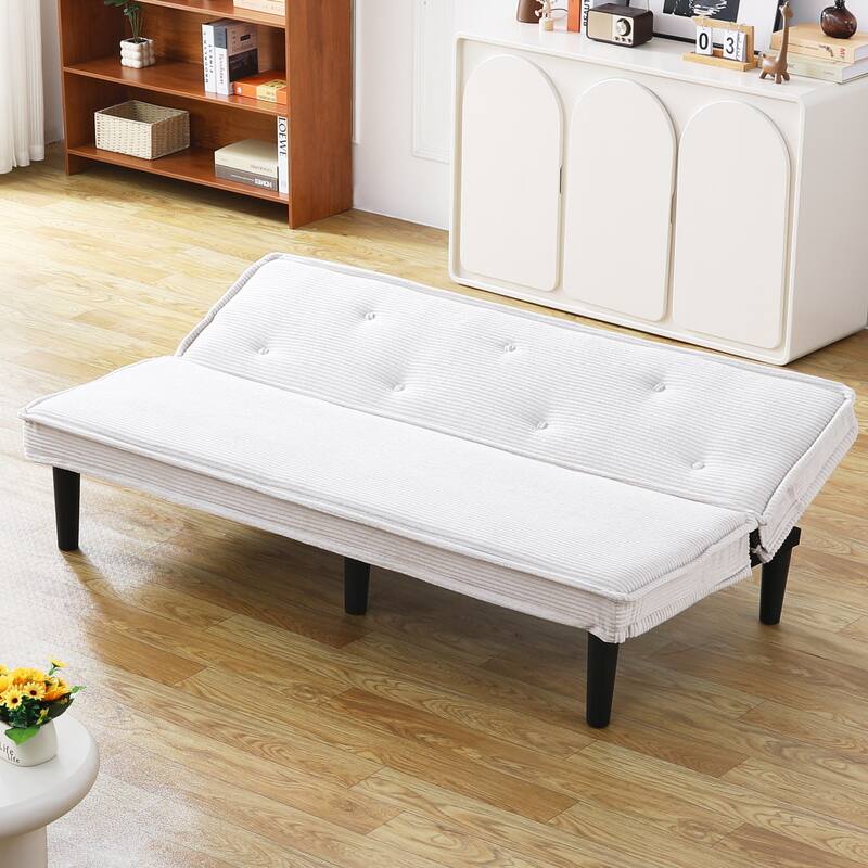 This 66-inch corduroy sofa bed can flexibly adapt to the living room ， bedroom, switch between the two comfortable forms.