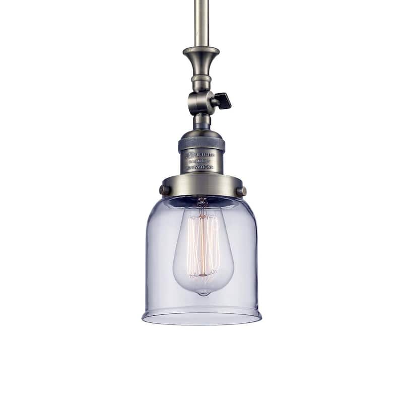 Innovations Lighting Small Bell 5" Wide Adjustable Mini Pendant - Antique Brass / Clear
